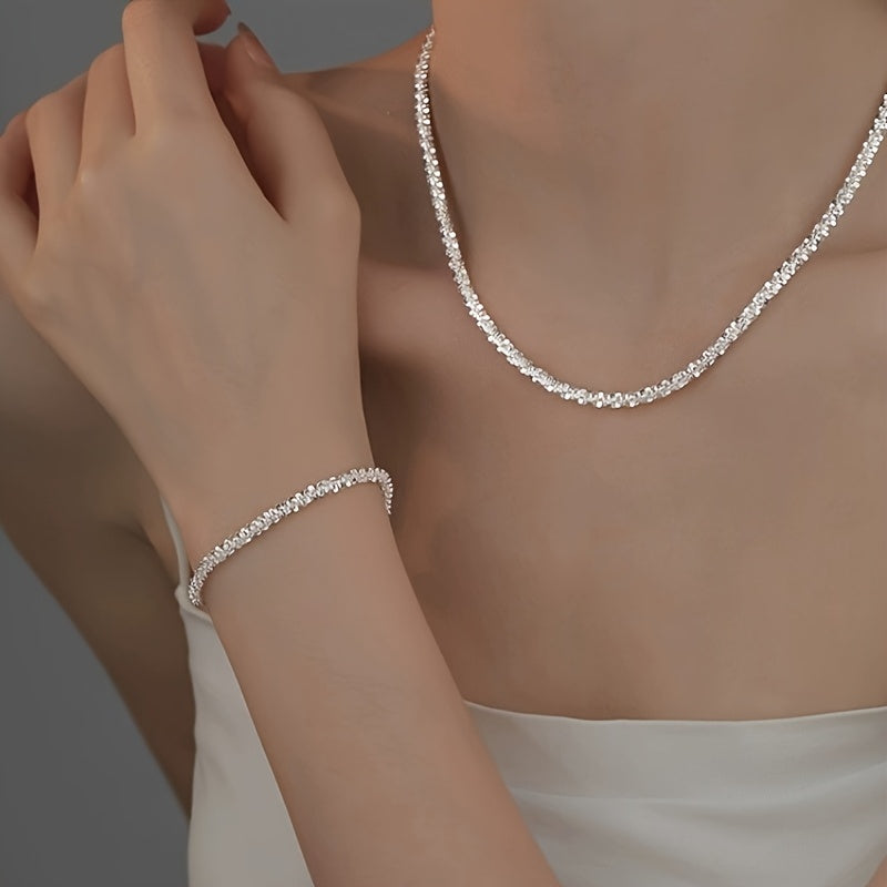 Minimalist Shimmer Necklace & Bracelet Set