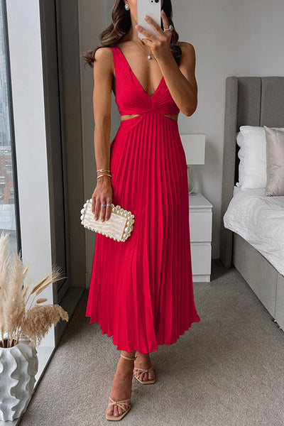 Lotus - Elegant pleated evening midi dress for women