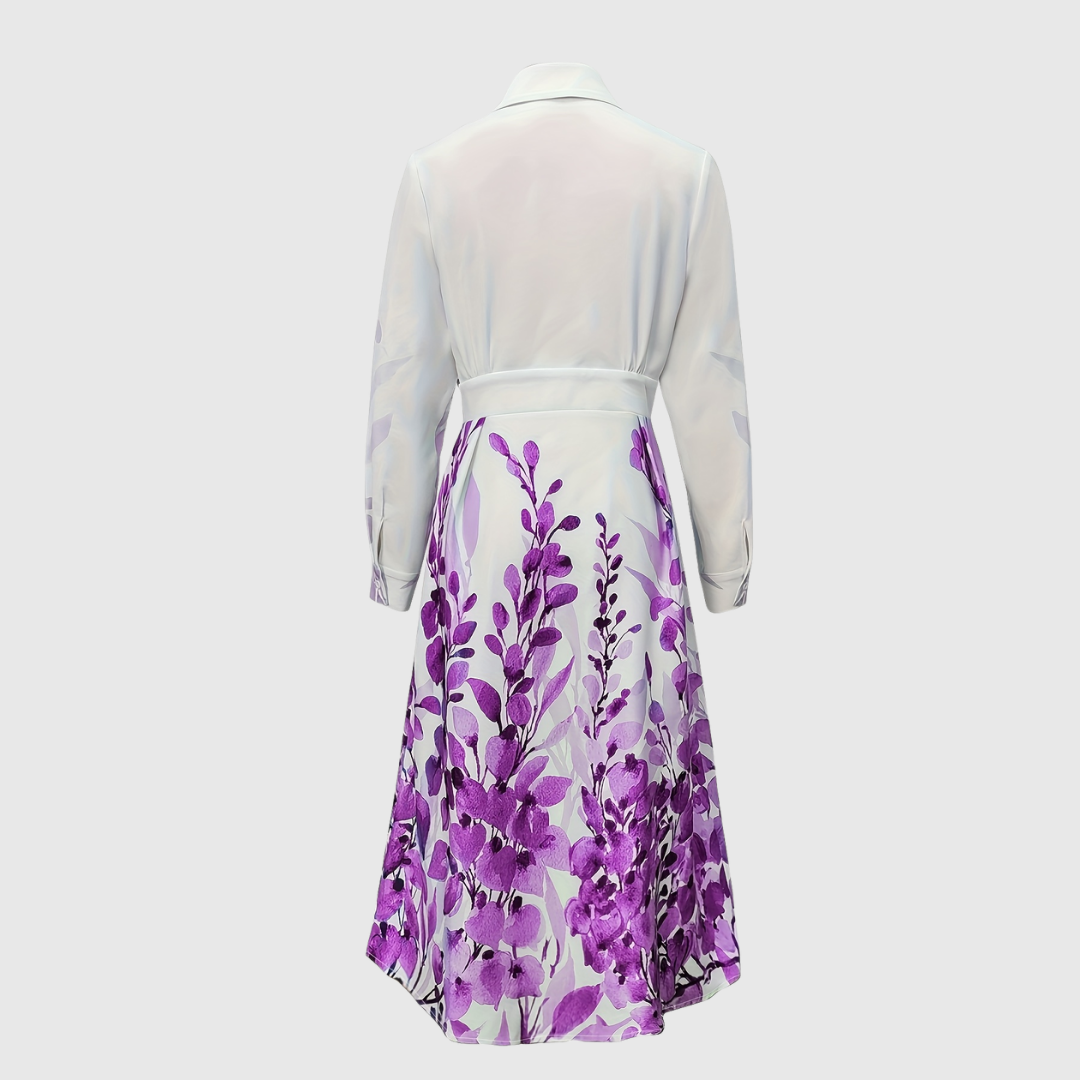 Maleanor | Garden‑Print Long Sleeve Maxi Dress
