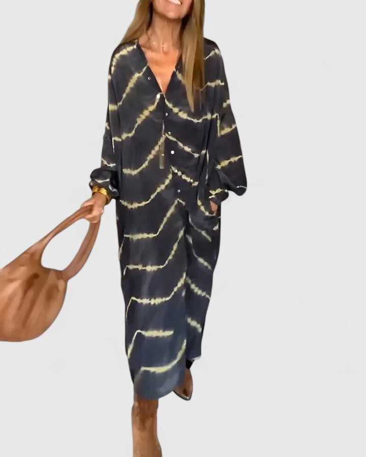 Lottie - Elegant Boho Striped Maxi Dress