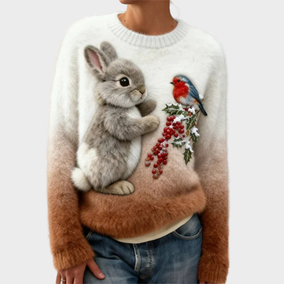 Lucy | Plush jumper with Christmas rabbit