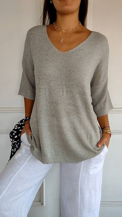 Heather - Knitted V-neck top