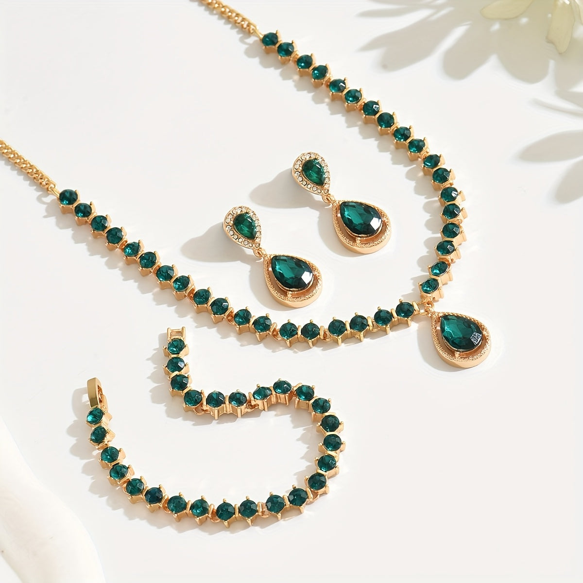 Elegant Geometric Crystal Jewelry Set