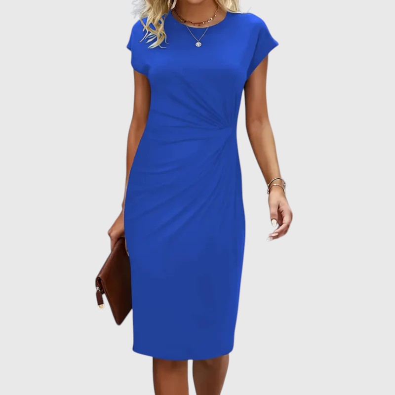 Leah - Short sleeve formal midi dress for women