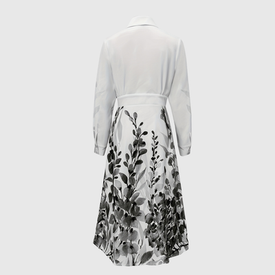 Maleanor | Garden‑Print Long Sleeve Maxi Dress