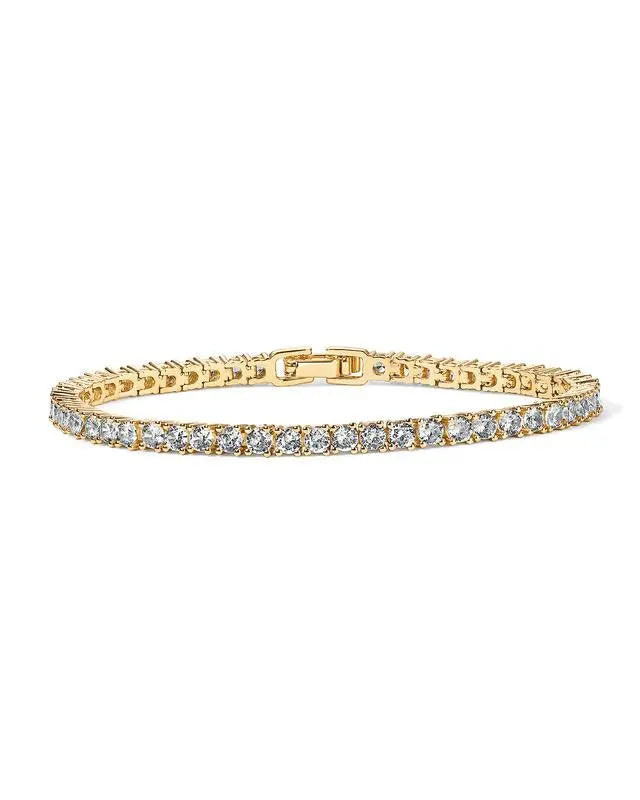 Golden Tennis Bracelet with Brilliant Crystals