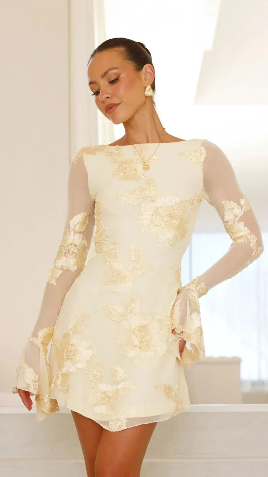 Gloria - Backless Printed Mini Dress