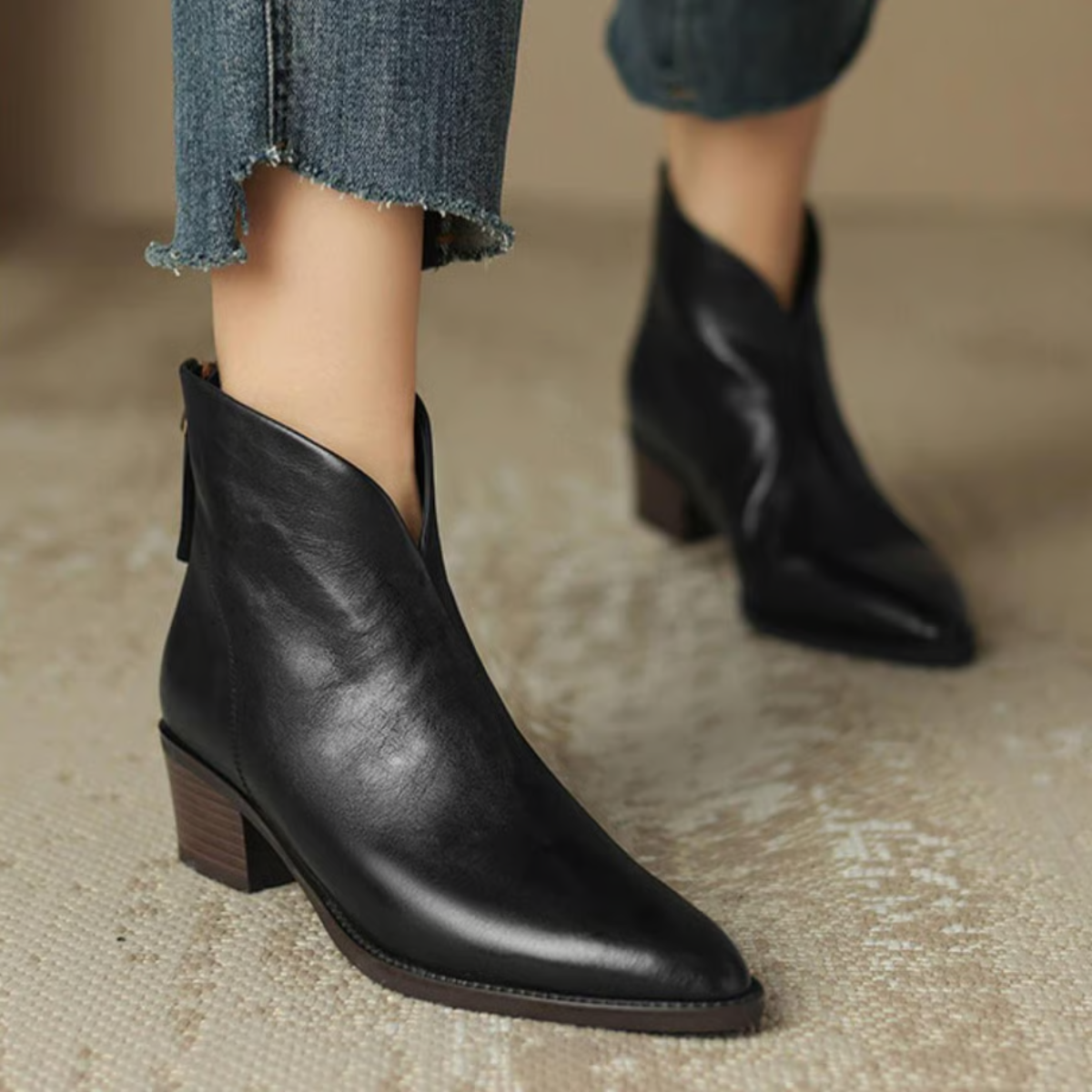 Lucille - Luxury ankle boots with a low heel