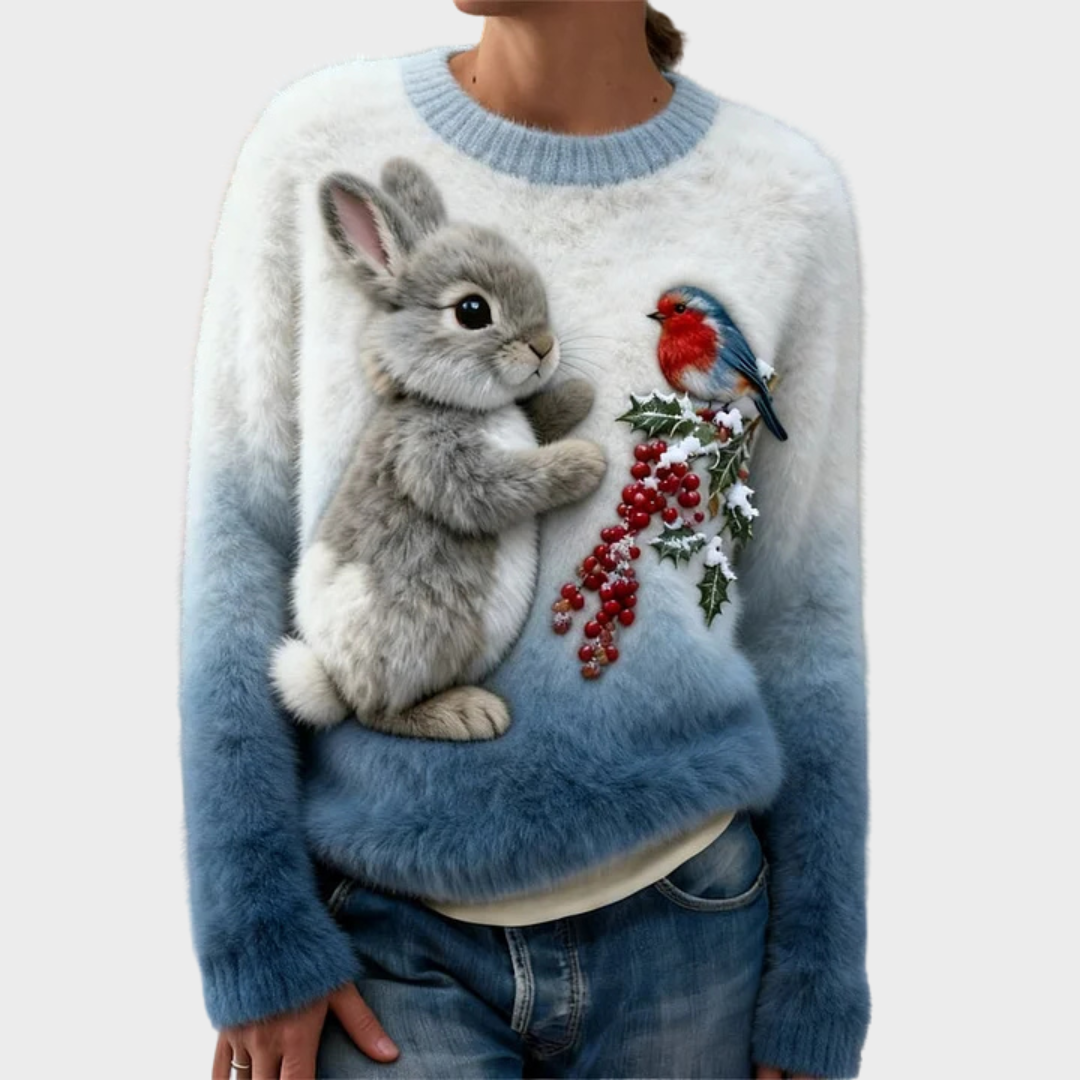 Lucy | Plush jumper with Christmas rabbit