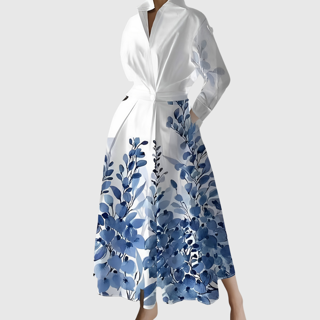Maleanor | Garden‑Print Long Sleeve Maxi Dress