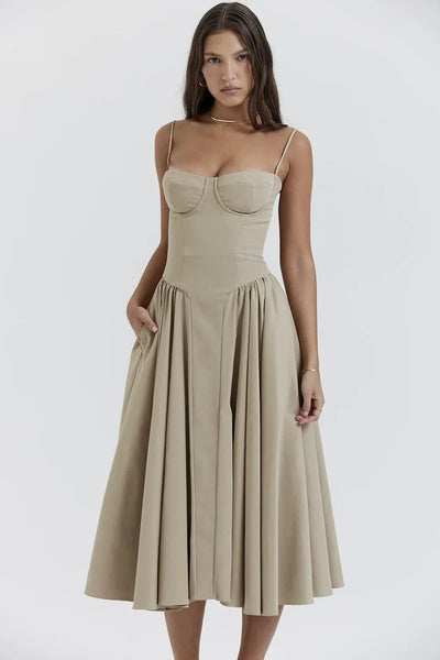 Joanne - Sophisticated sleeveless corset dress