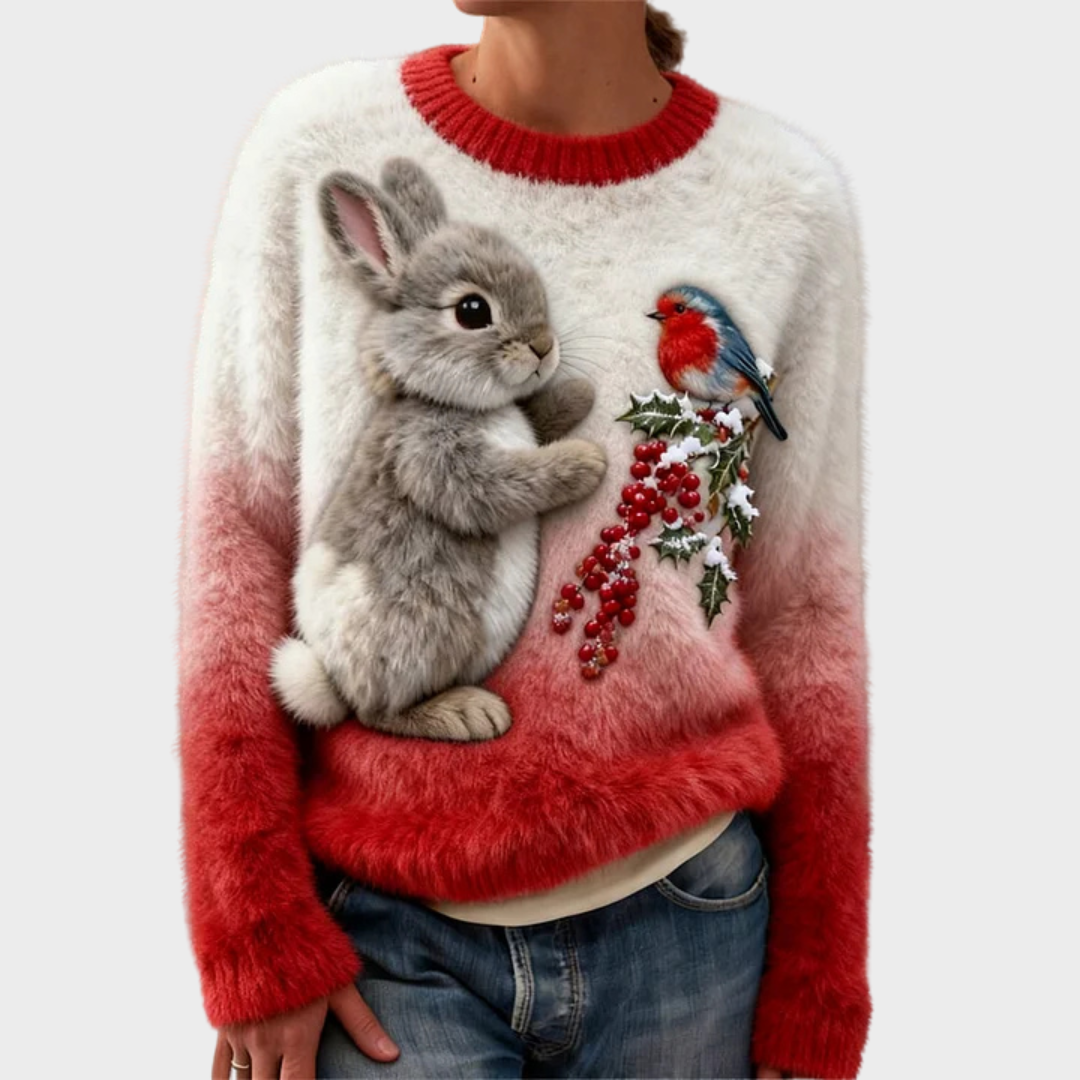 Lucy | Plush jumper with Christmas rabbit