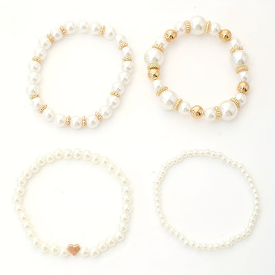 Pearl Heart Bracelet Set
