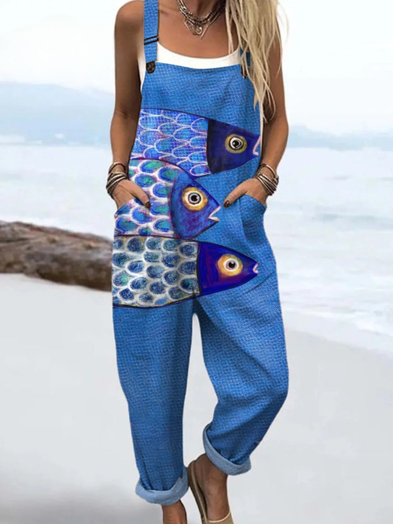 Women's Jumpsuit - Vintage Floral Design, Comfort and Wide Leg Style