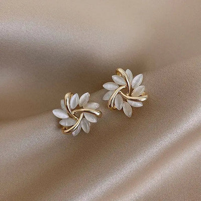 Elegant Opal Gold Earrings