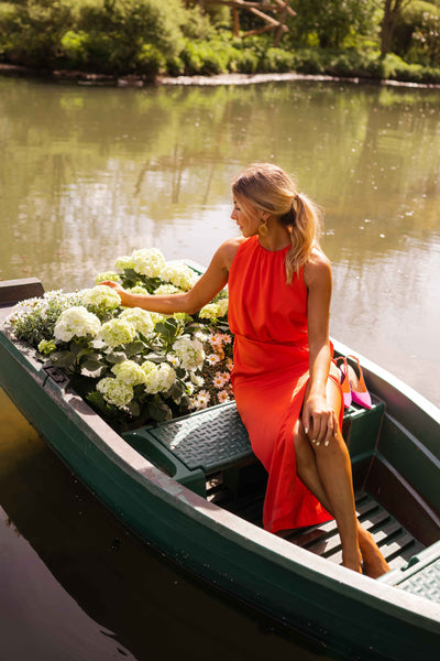 Sally - Halter Slit Midi Dress