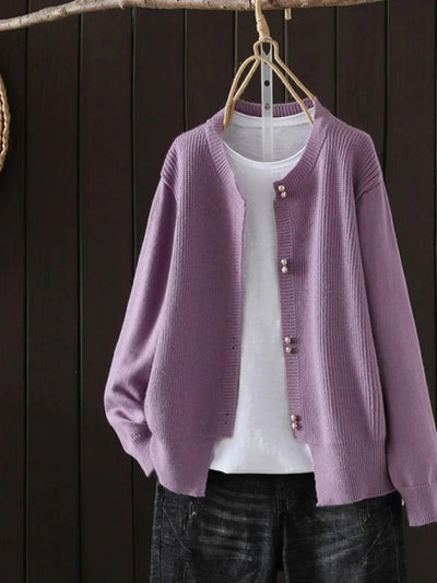 Anita – Elegant Pearl-Button Cardigan