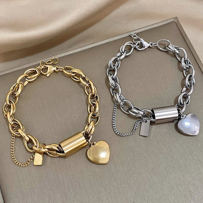 Chunky Gold Heart Bracelet
