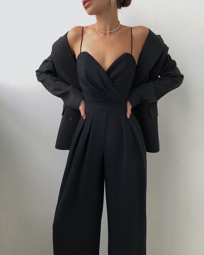 Imani - Elegant Spaghetti Strap Wide-Leg Jumpsuit