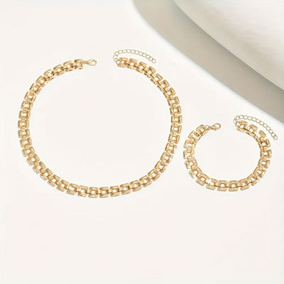 Square Buckle Necklace & Bracelet Set