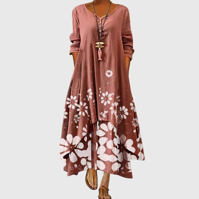 Alexandra - Ladies Summer Long Sleeve Printed Maxi Dress