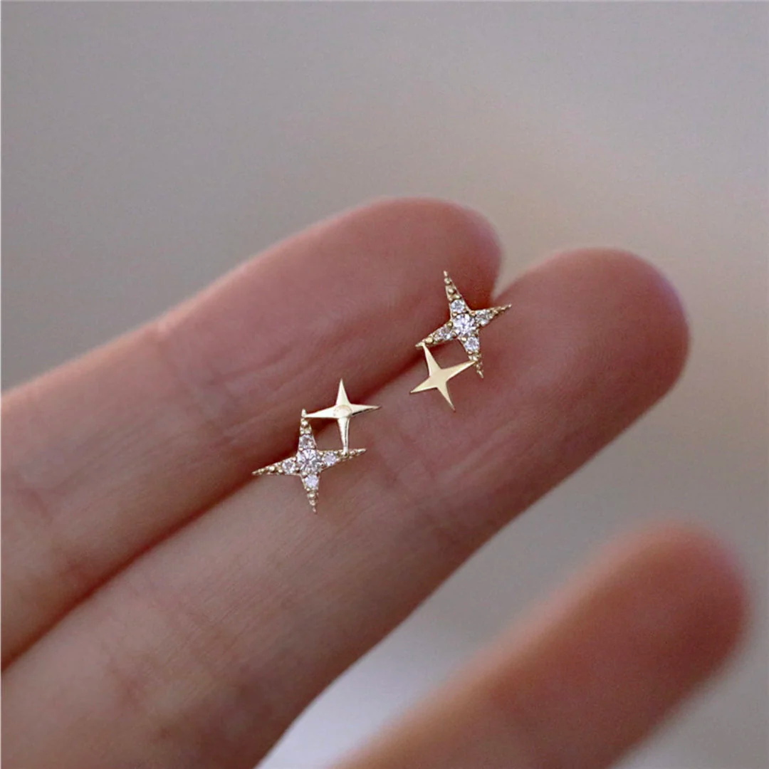 Shimmering Star Gold Earrings