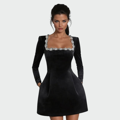 Ellie | Embellished Velvet Midi Dress